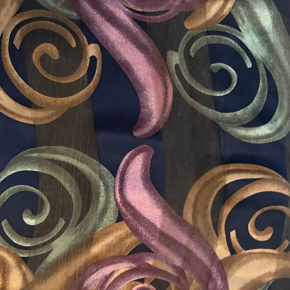 Vintage Y2K Robert Lee Morris Abstract Geo Art Print Silk Scarf 32